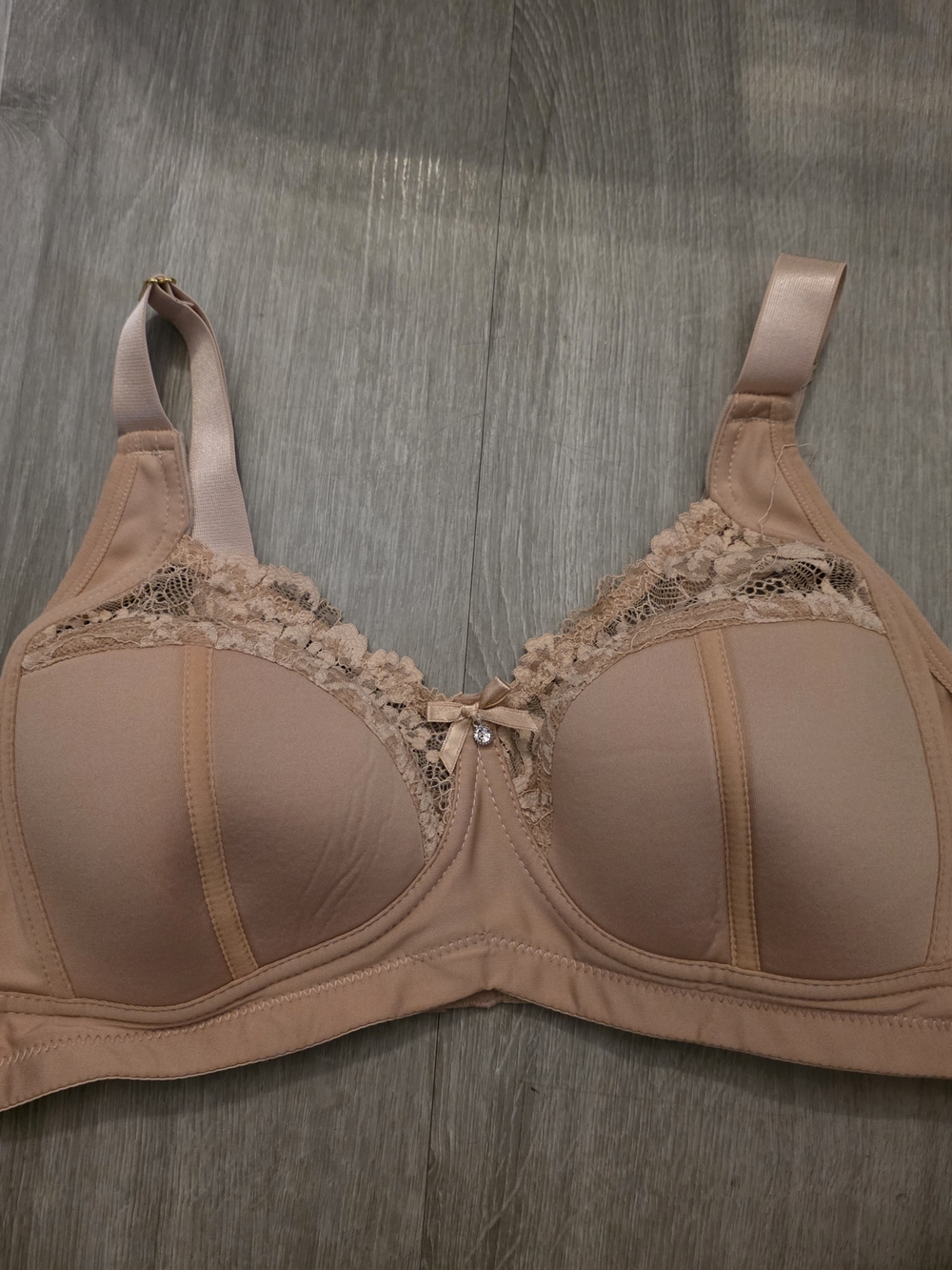 Nude Lace-Trim Full Coverage Bra 40D